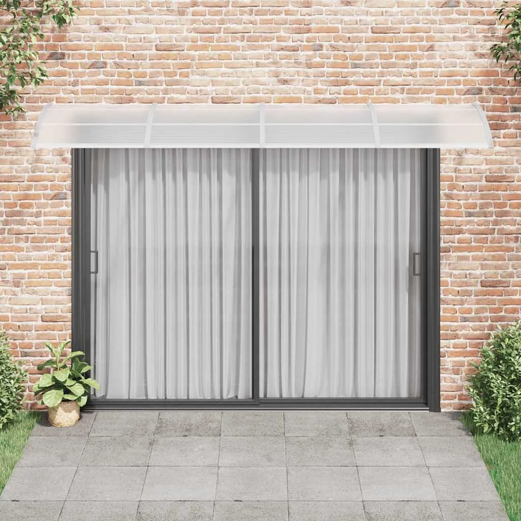 Toldo para porta 350x75 cm policarbonato cinzento/transparente