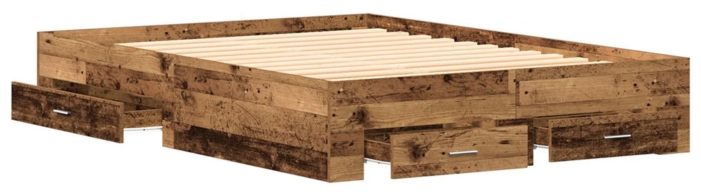 Estrutura de Cama com Gavetas Madeira Envelhecida