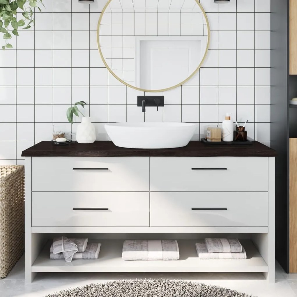 vidaXL Bancada p/ WC 160x60x(2-4)cm madeira tratada maciça castanho