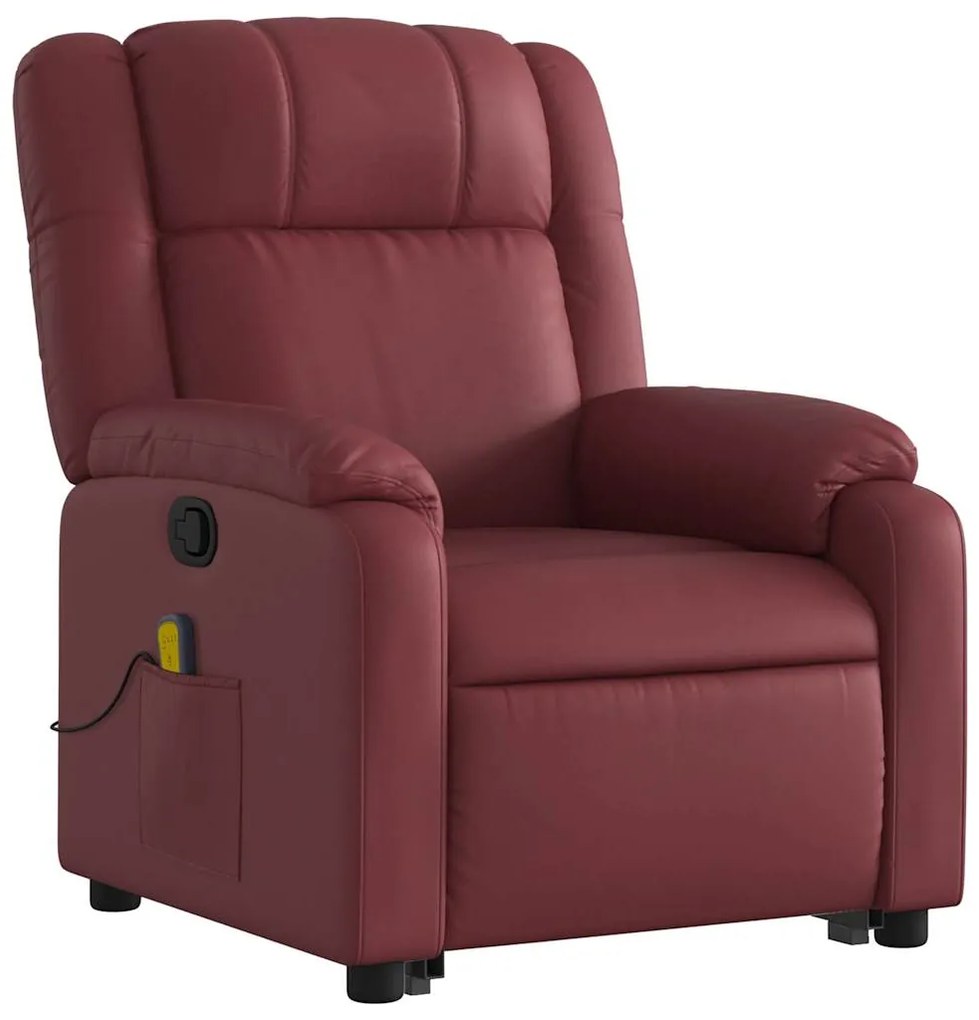 Poltrona massagens reclinável couro artificial vermelho tinto