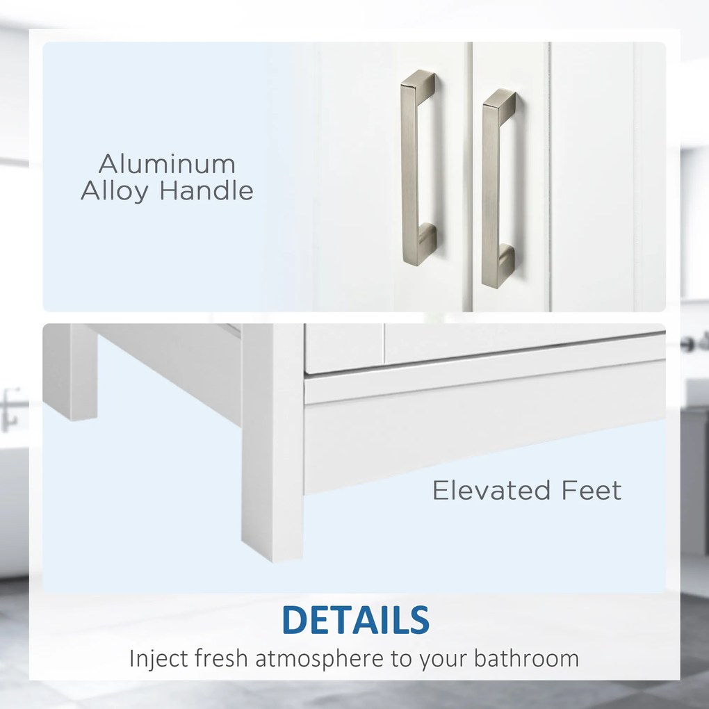 Móvel para Lavatório Pousar Armário para Casa de Banho de Madeira com 2 Portas e Prateleira Interior Ajustável Estilo Moderno Carga Máxima 40kg 60x30x