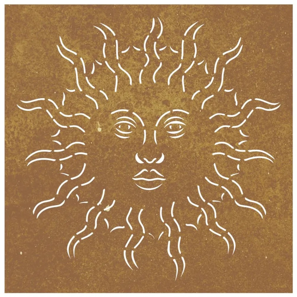 Decoração p/ muro de jardim 555x55 cm aço corten design sol