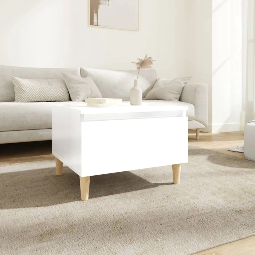 819504 vidaXL Mesa de apoio 50x46x35 cm derivados de madeira branco brilhante