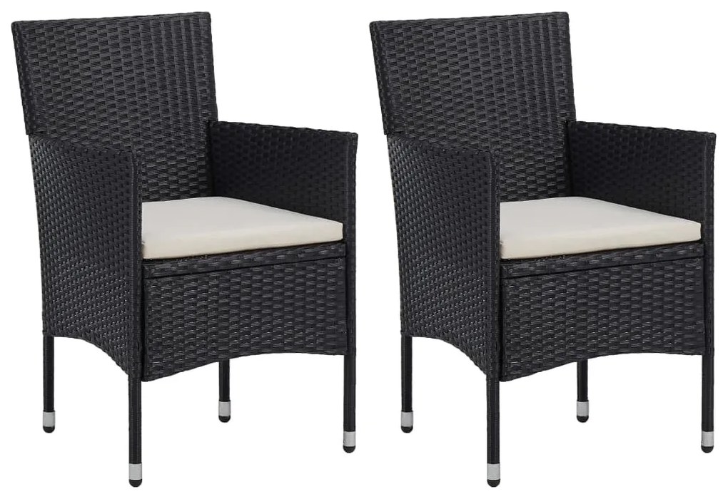 3 pcs conjunto de jantar para jardim vime PE e vidro preto