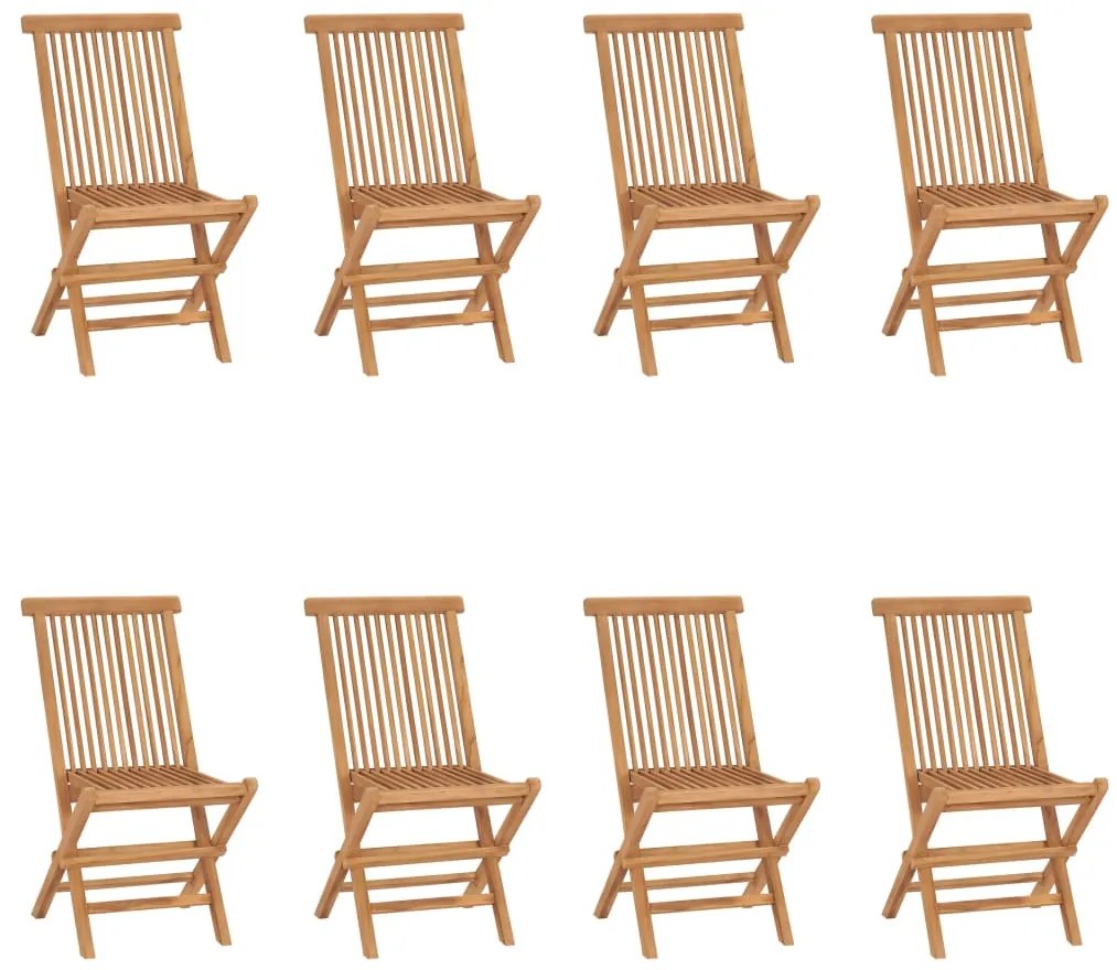 Cadeiras de jardim dobráveis 8 pcs madeira de teca maciça