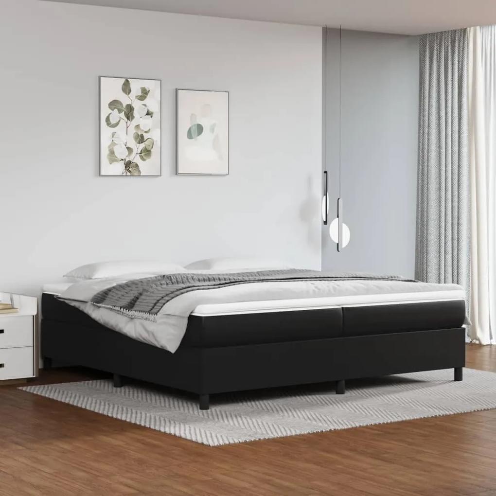 Estrutura de cama com molas 200x200 cm couro artificial preto
