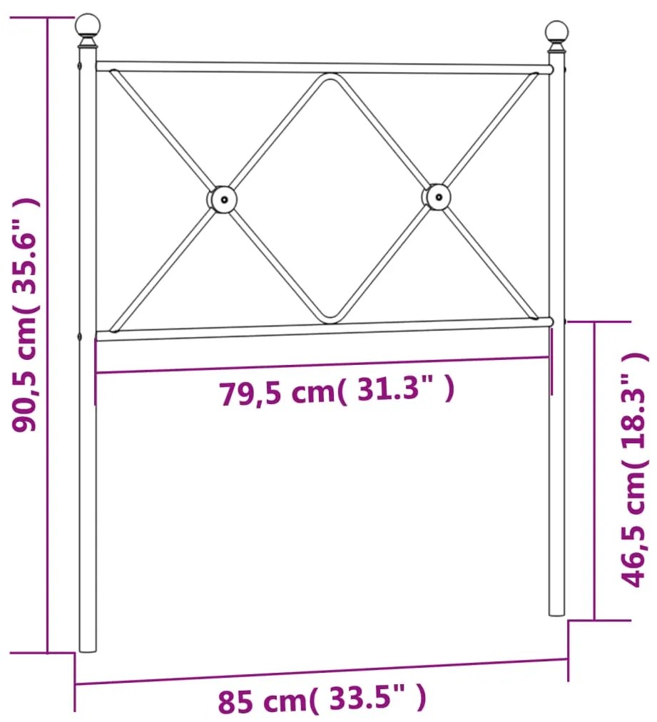 Cabeceira de cama 80 cm metal preto