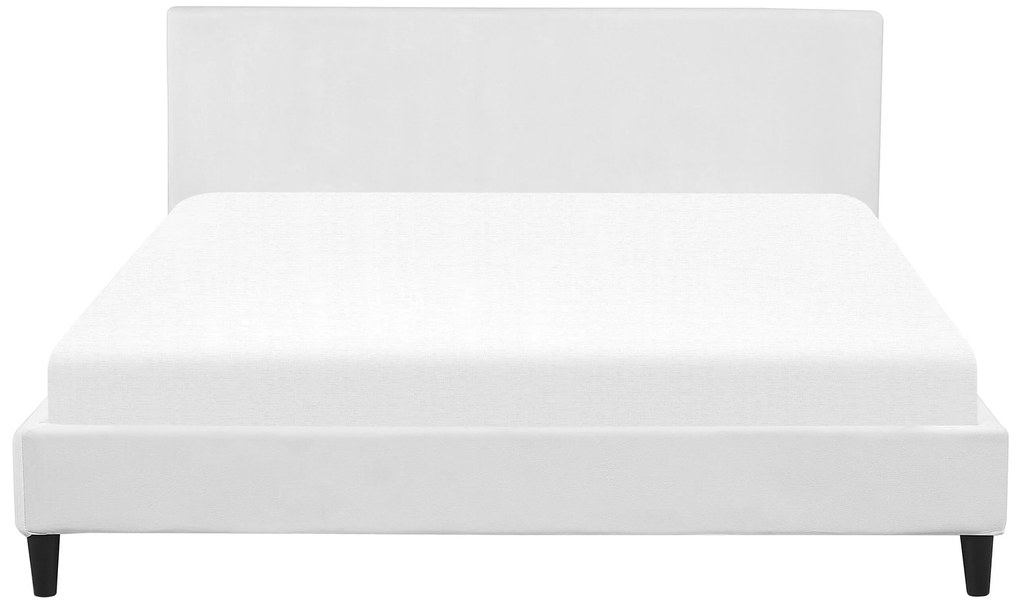 Cama de casal em veludo branco 180 x 200 cm  FITOU Beliani