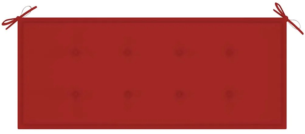 Banco Batávia c/ almofadão vermelho 120 cm teca maciça