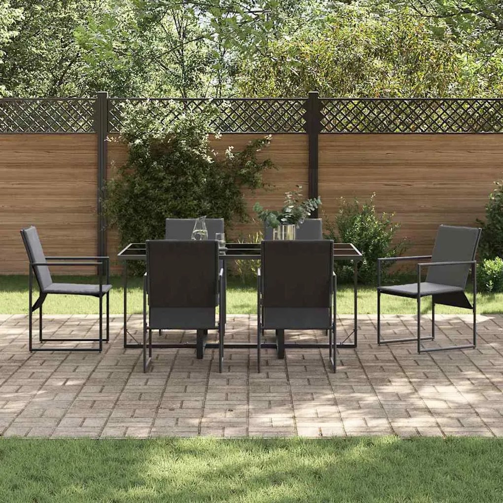 Conjunto de Jantar de Jardim de 9 Peças com Almofadas em Aço e Textile