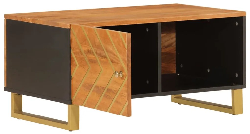 Mesa de centro 80x50x40 cm mangueira maciça castanho e preto