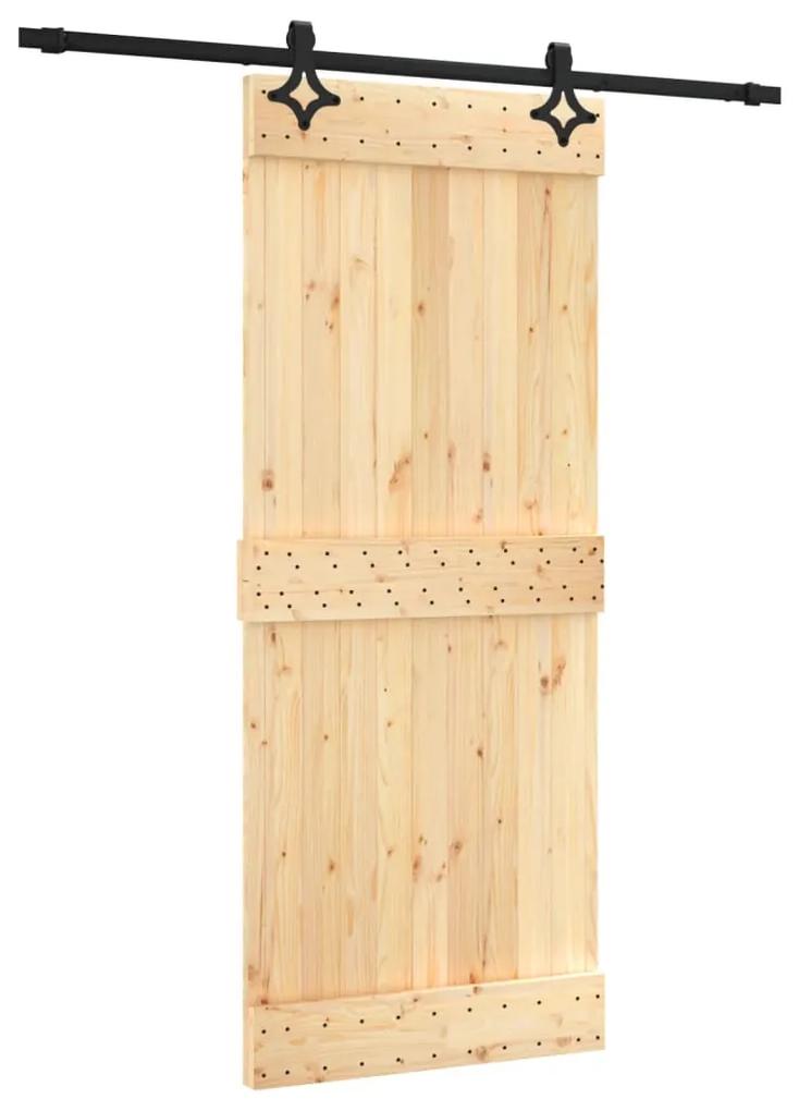 Porta de correr com ferragens 85x210 cm madeira de pinho maciça