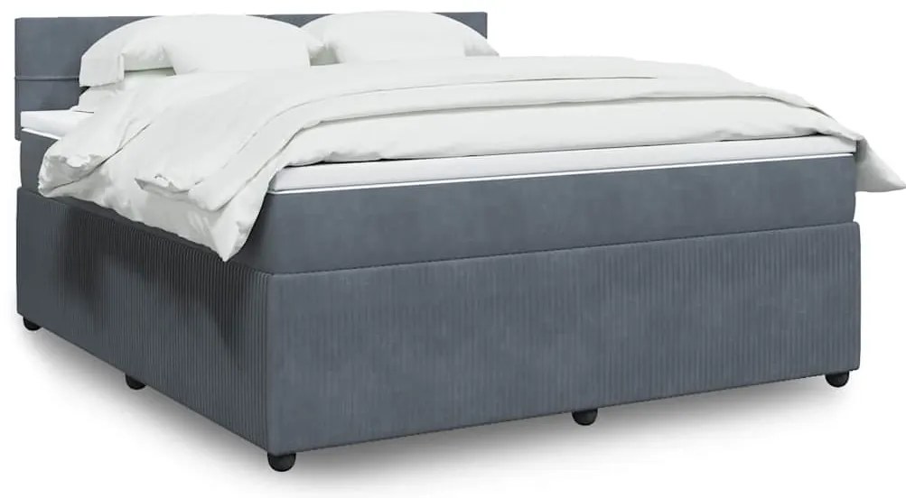 vidaXL Cama com molas/colchão 180x200 cm veludo cinzento-escuro