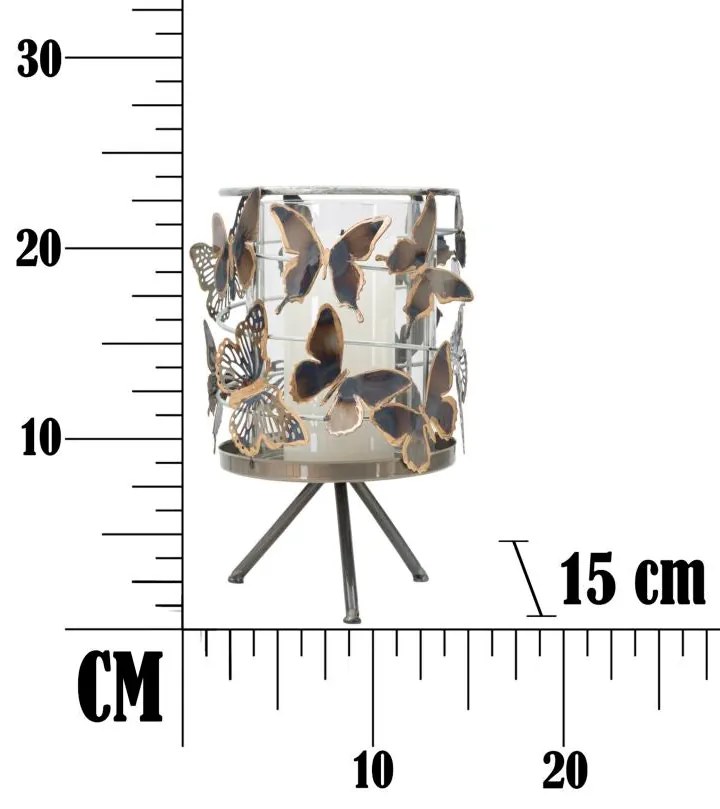 Castiçal "Farfalle" em Metal Multicolor – 15x23,3 cm
