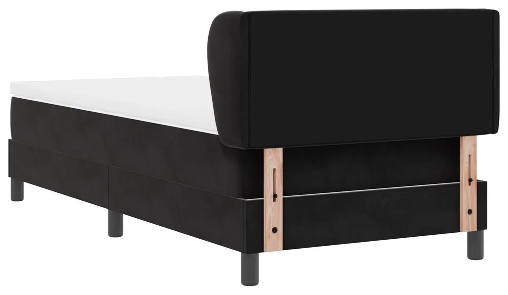 Camas Box Spring vidaXL com Colchão Preto 90x190 cm em Veludo