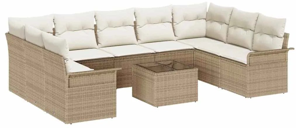 Conjunto de Sofá de Jardim vidaXL com Almofadas de 10 Peças em Rattan