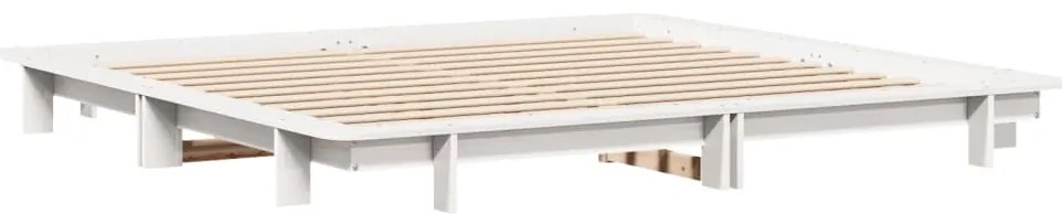Cama sem colchão 160x200 cm madeira de pinho maciça branco