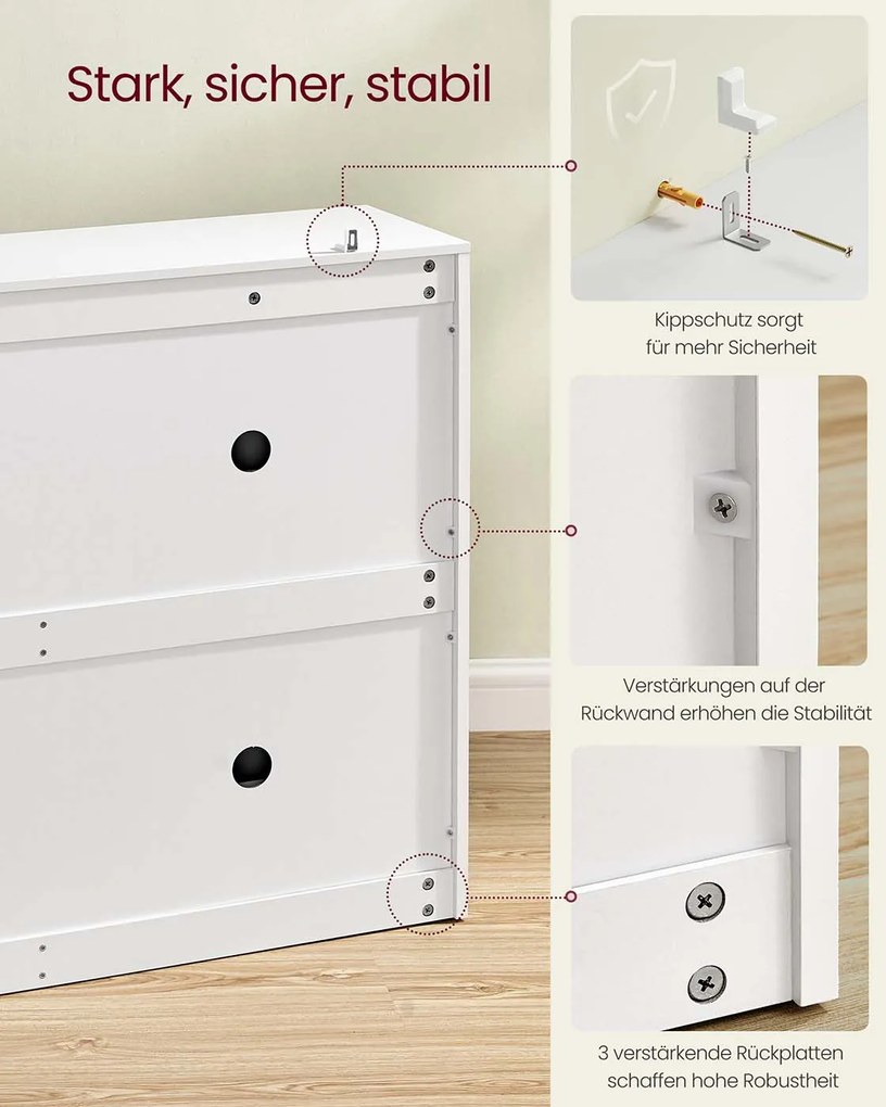 Armário para sapatos 24 x 105,5 x 82,7 cm com 4 portas e divisória ajustável em branco