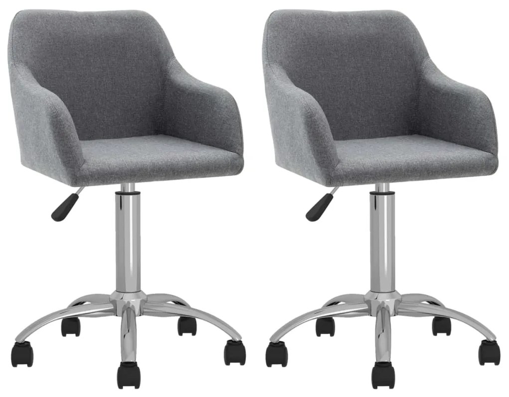 vidaXL Cadeiras de jantar giratórias 2 pcs tecido cinzento-claro
