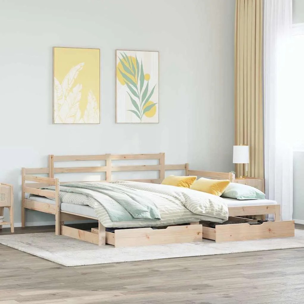 Sofá-cama com gavetão e gavetas sem colchão 80x200 cm