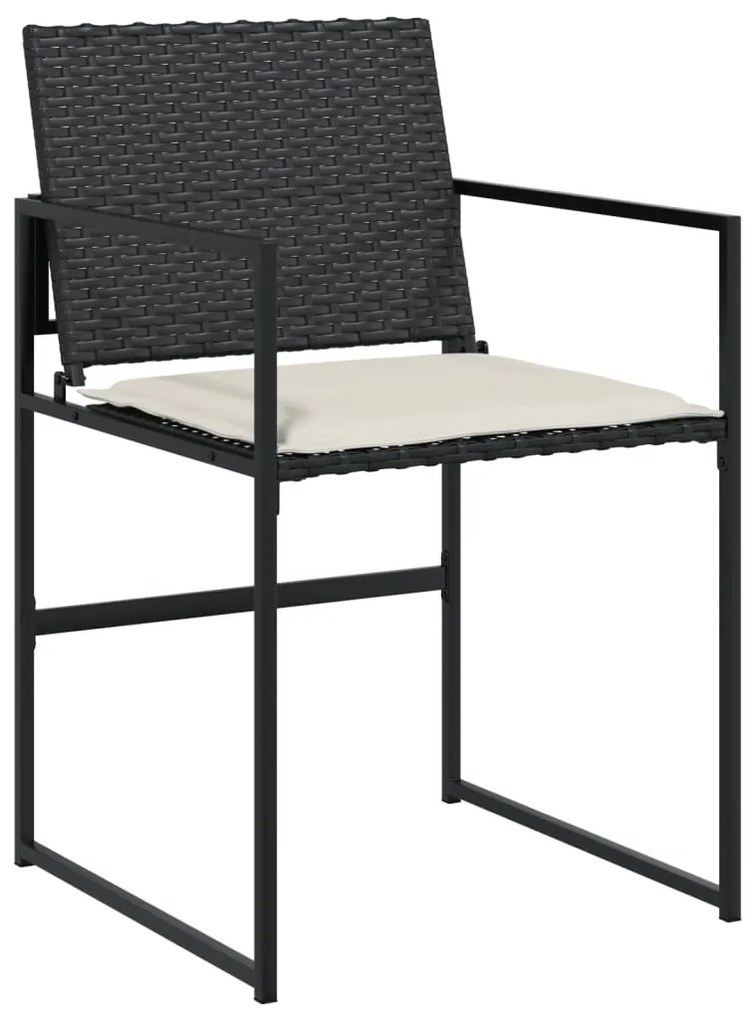 11 pcs conjunto de jantar p/ jardim c/ almofadões vime PE preto