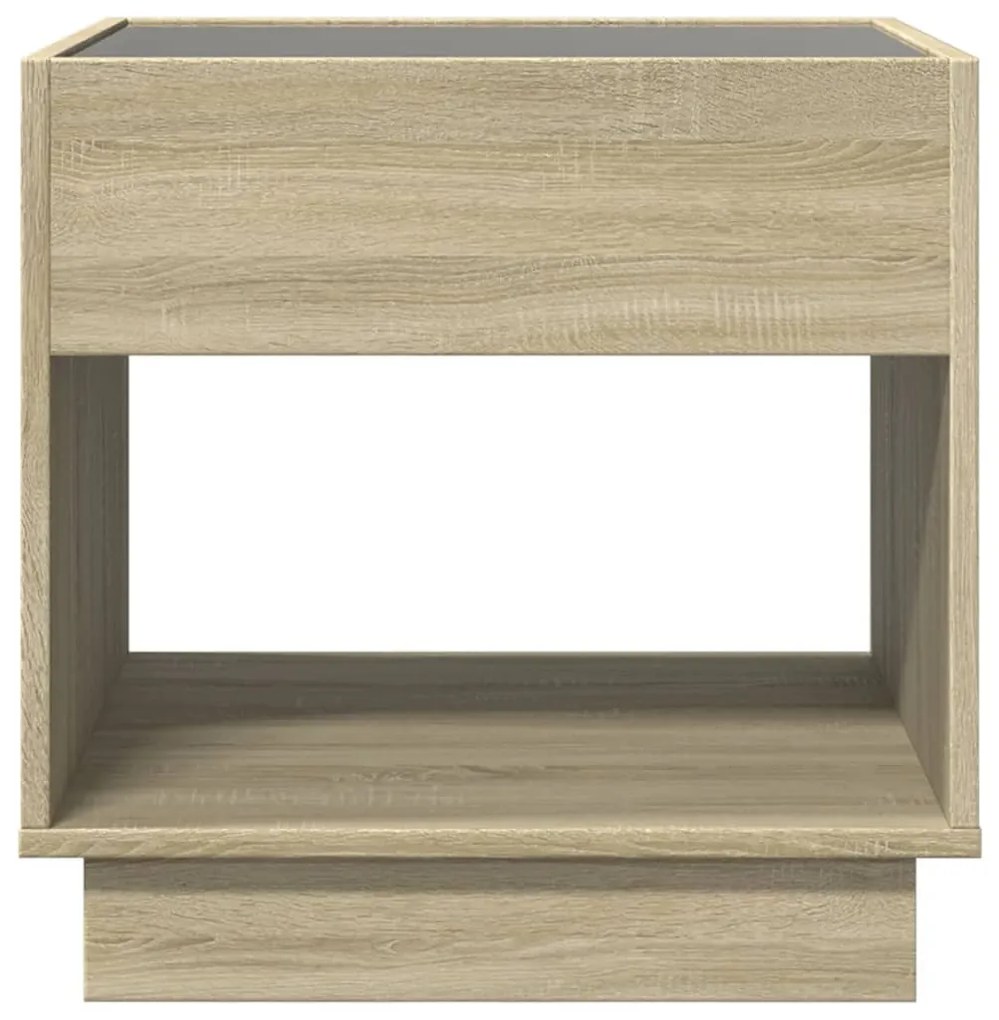 Mesa de cabeceira c/ LED Infinity 50x50x50 cm carvalho sonoma