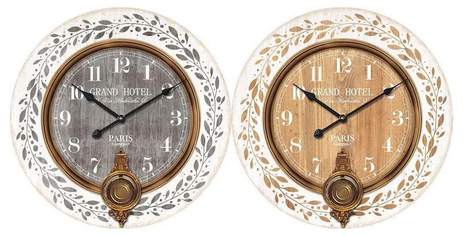 Relógio de Parede DKD Home Decor Cinzento Bege Metal Madeira MDF (58 x 8 x 58 cm) (2 pcs)