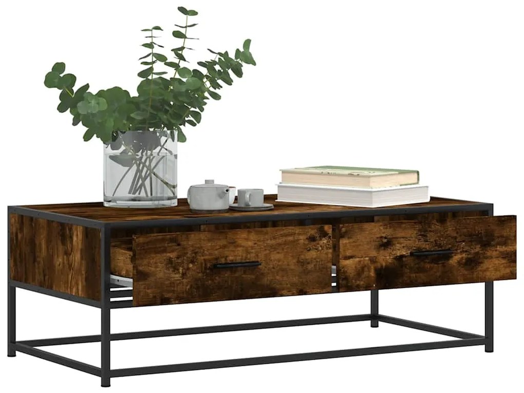 Mesa de centro 100x50x35cm deriv. madeira/metal carvalho fumado