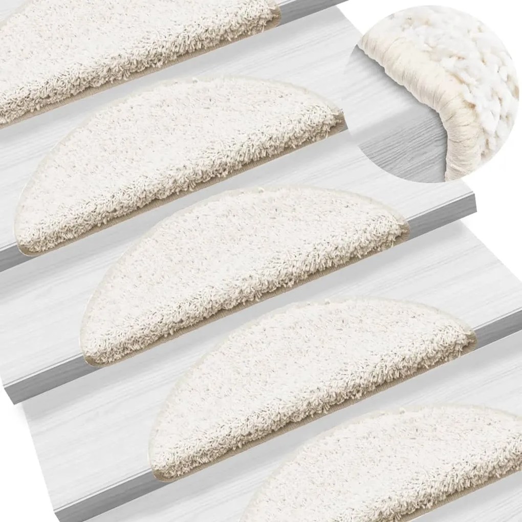 vidaXL Tapetes de escada 15 pcs 56x17x3 cm branco