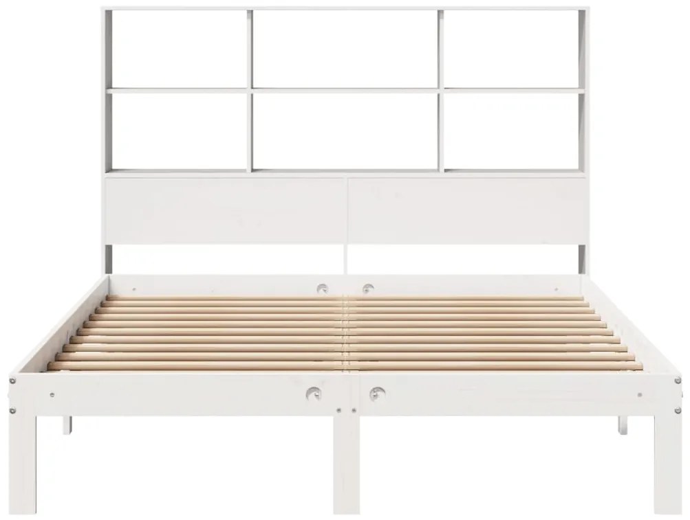 Cama com estante sem colchão 120x190 cm pinho maciço branco