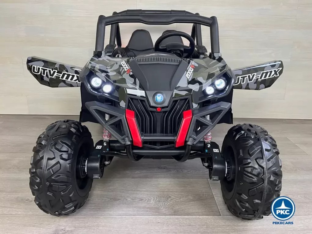 Carro elétrico para crianças Todo terreno Buggy UTV 4x4 MP4 12V 2 Lugares Verde Camuflado