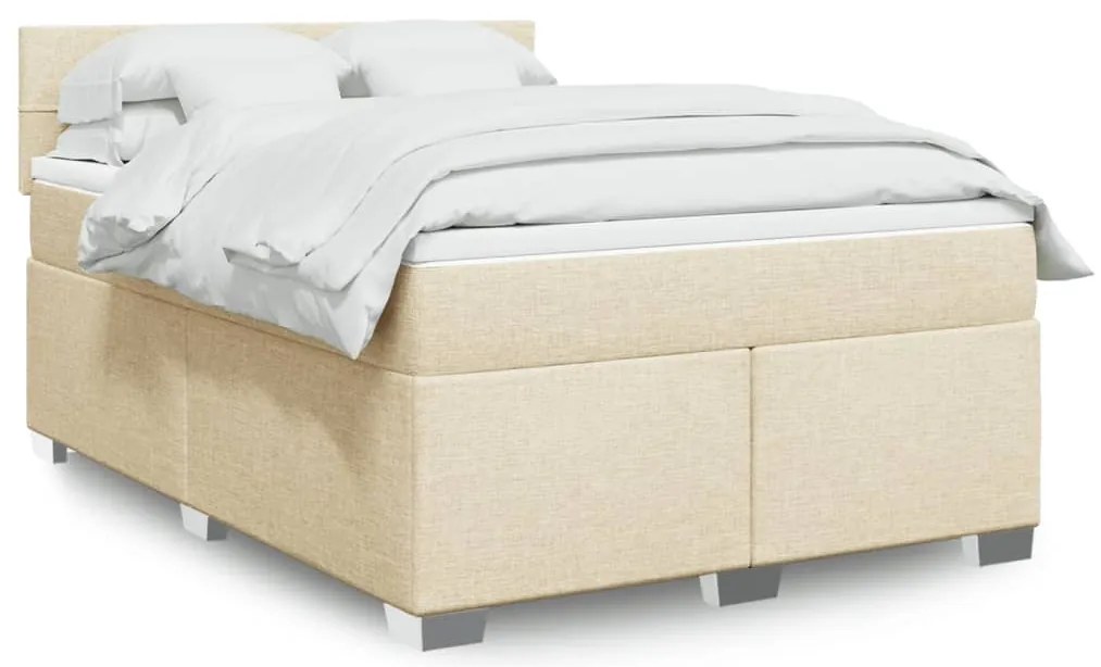 Cama com molas/colchão 160x200 cm tecido cor creme