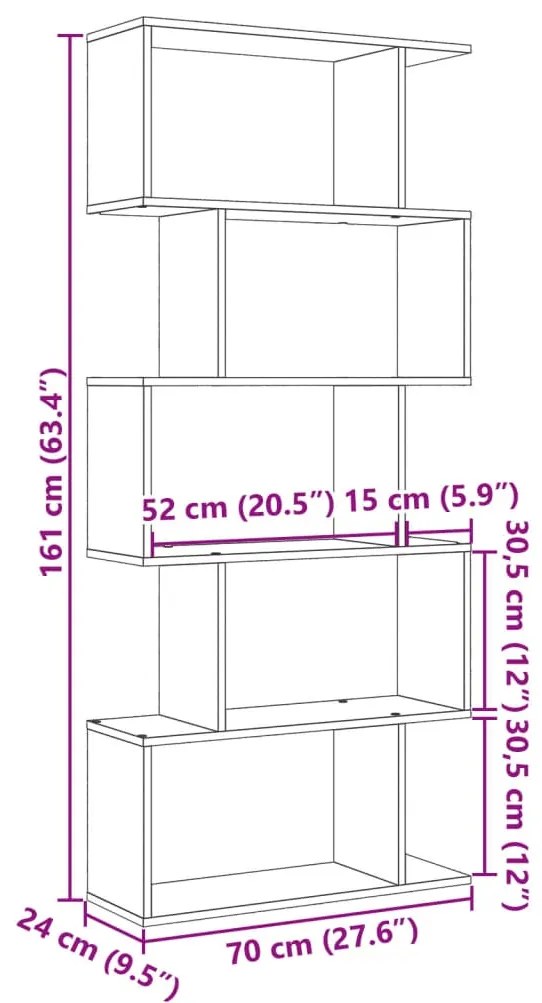 Estante divisória 5 níveis 70x24x161 cm derivados madeira preto