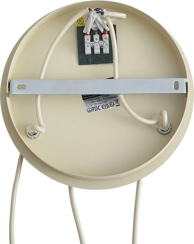 Candeeiro suspenso escandinavo bege com vidro branco redondo 3 luzes - Wisp