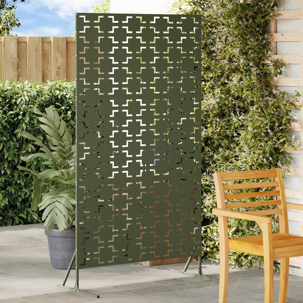 vidaXL Painel de Cerca de Metal Verde-Azeitona Grande Padrão