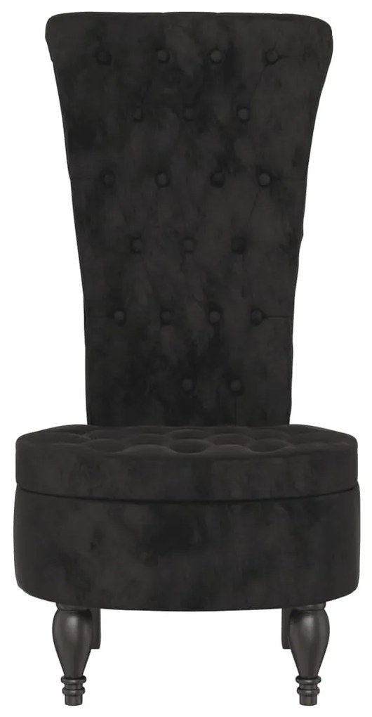 Cadeirão com encosto alto veludo preto design de botões
