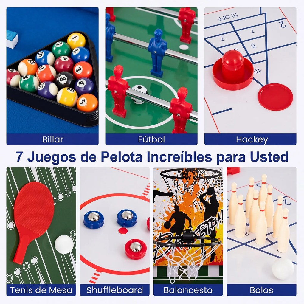 Mesa de Jogos Multifunções 14 em 1, 104 x 57 x 70 cm, Painéis de Jogo Empilháveis, Natural