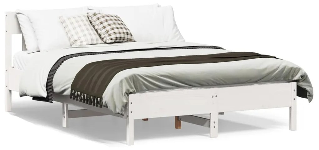 vidaXL Cama sem colchão 120x190 cm madeira de pinho maciça branco