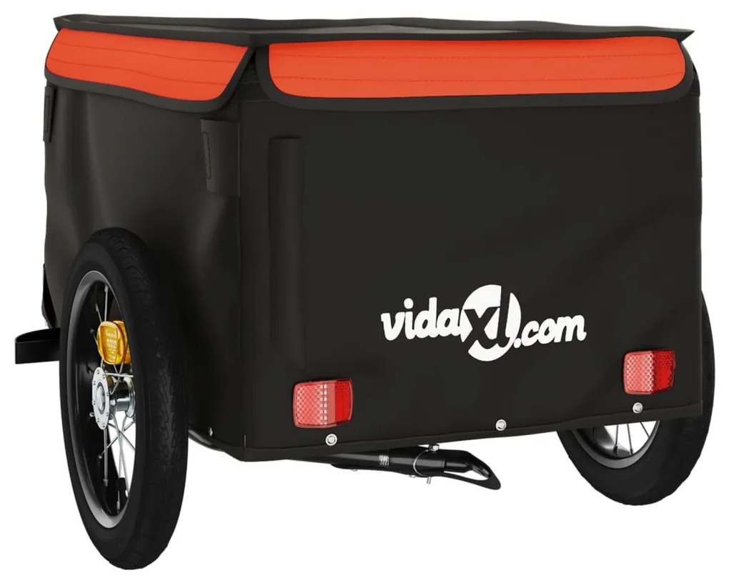 Reboque para bicicleta 30 kg ferro preto e laranja