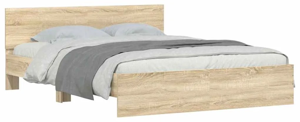 Estrutura de cama com cabeceira 140x190 cm carvalho sonoma