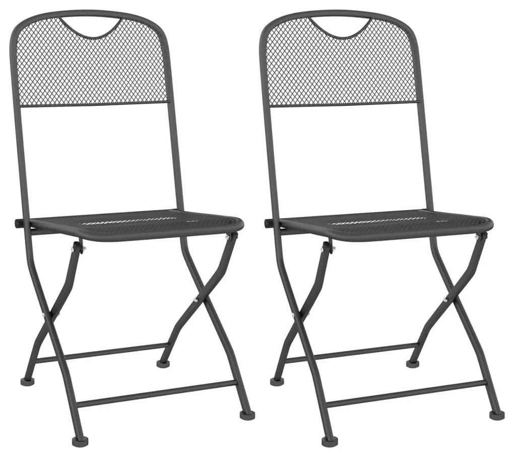 3 pcs conjunto de jantar para jardim rede de metal antracite