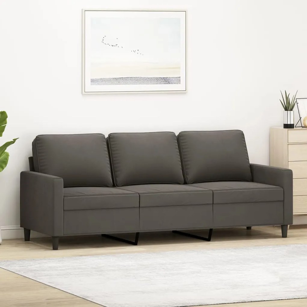Sofá de 3 lugares 180 cm veludo cinza-escuro