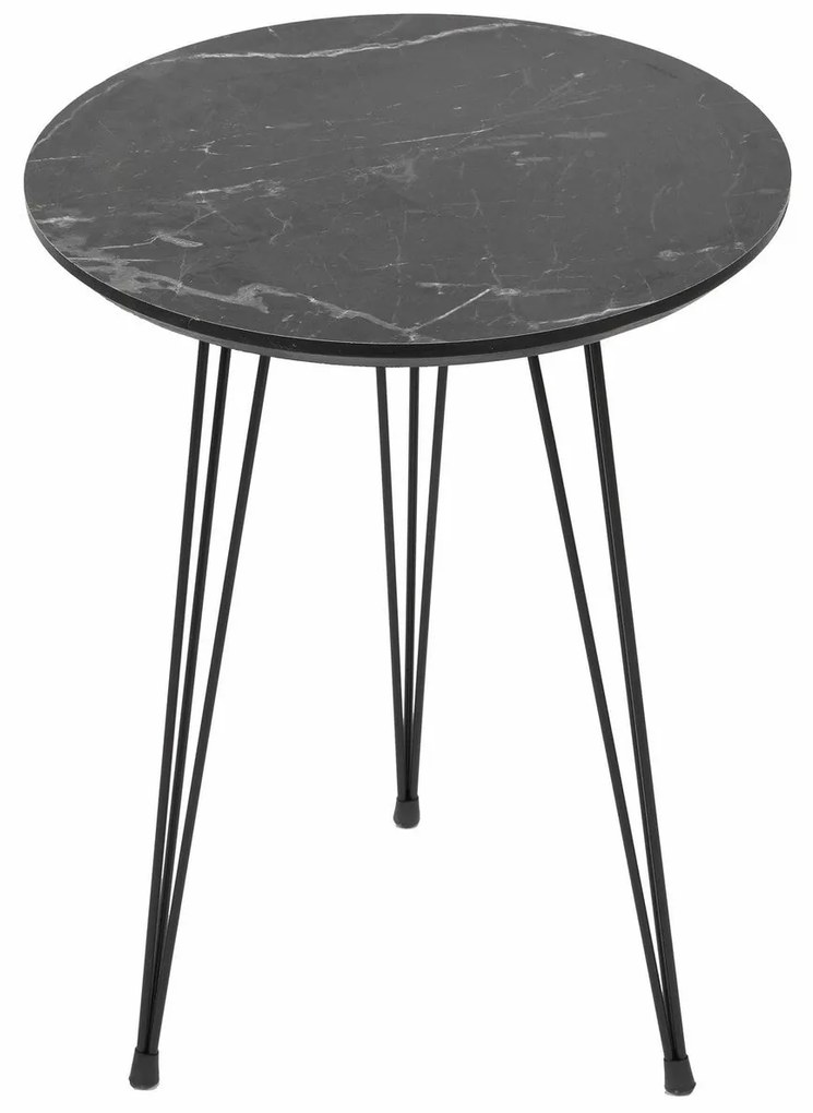 Conjunto de Mesas de Apoio Siyah Mermer – Cinza e Preto – 38x38x45/50/