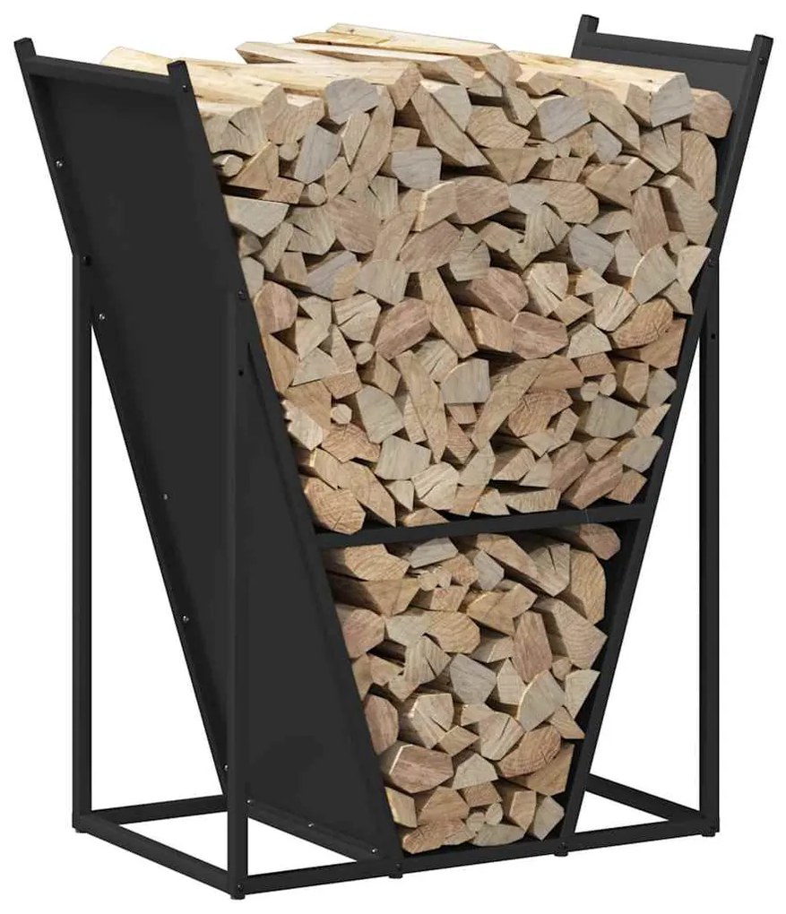 Suporte para lenha 69,5x35x81 cm aço laminado a frio preto