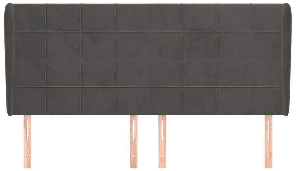 Cabeceira cama c/ abas veludo 163x23x118/128 cm cinzento-escuro