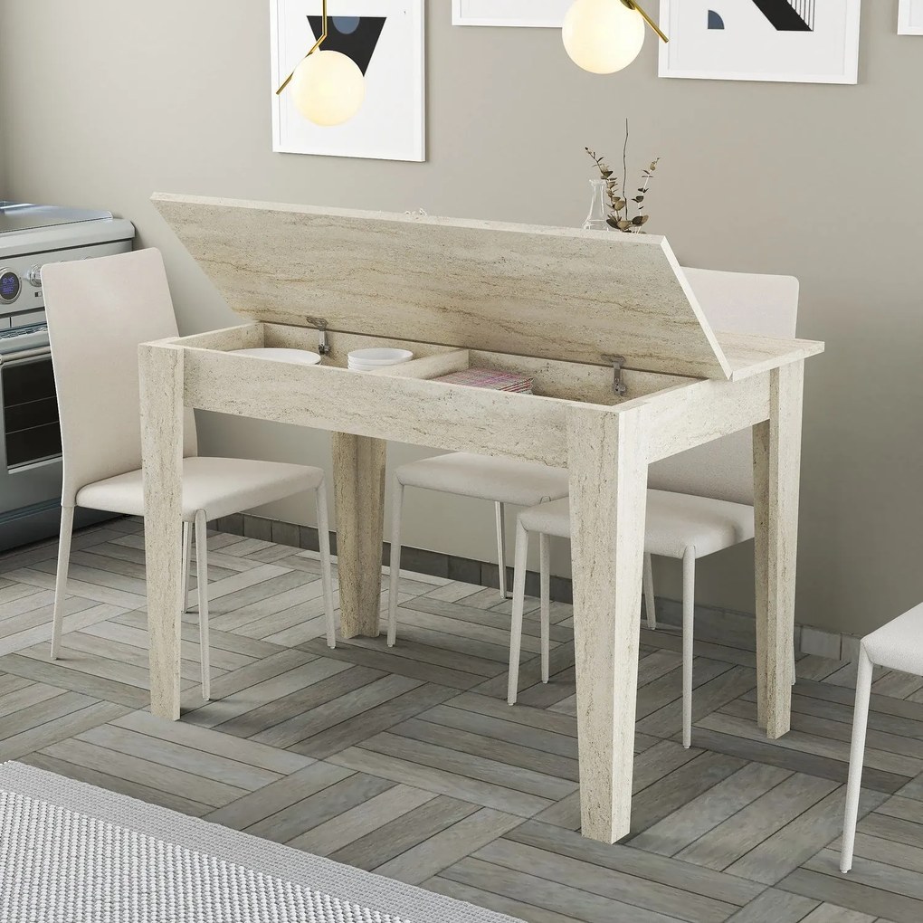 Mesa de Cozinha Kiev – Travertino – 110 cm x 75 cm x 72 cm