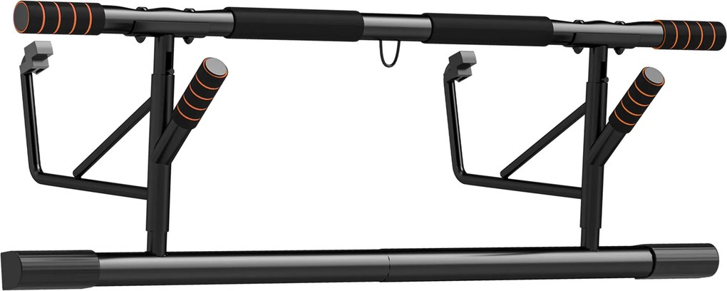 SPORTNOW Barra de Elevação Multifuncional Barra de Elevação de Parede com Bandas Elásticos de Resistência 100x50x27 cm Preto e Laranja | Aosom Portugal