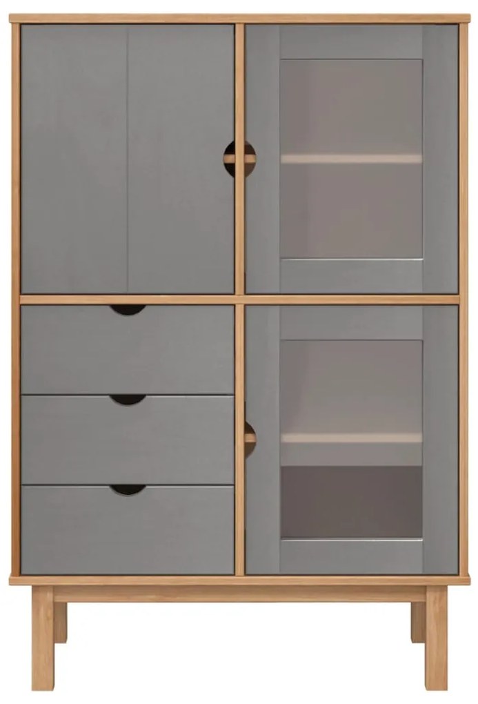 Armário alto OTTA 85x43x125 cm pinho maciço castanho/cinza