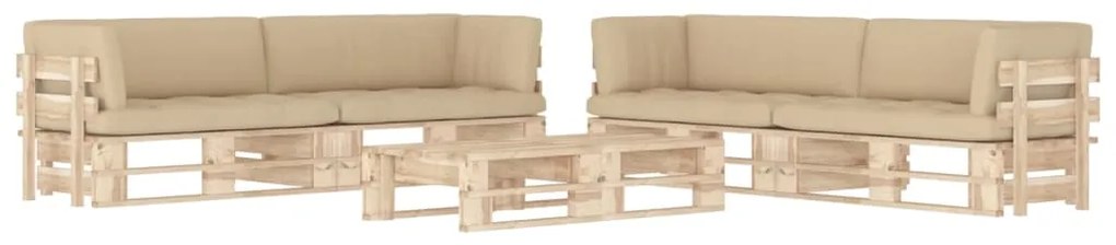 6 pcs conj. lounge paletes c/ almofadões pinho impregnado