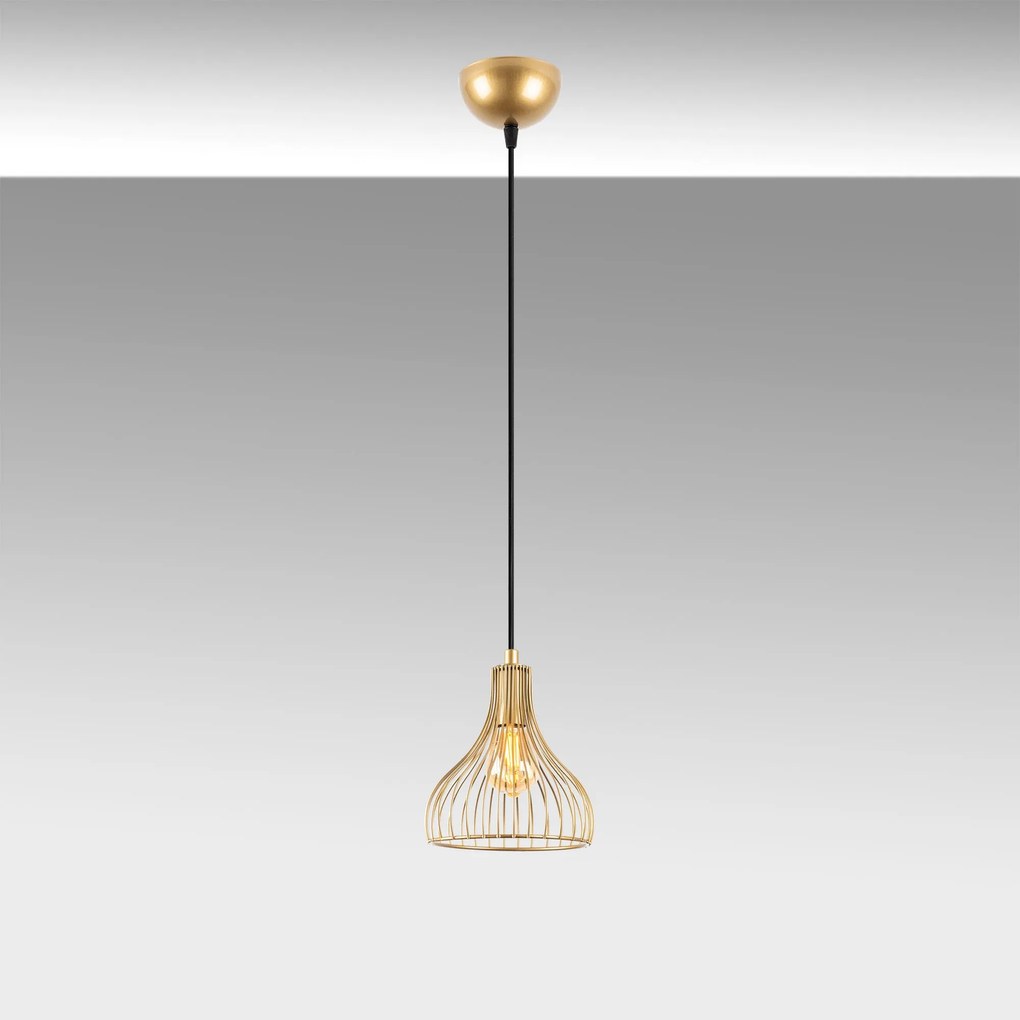 Candeeiro de Teto Telyildo – Dourado Brilhante – 20 x 20 x 117 cm